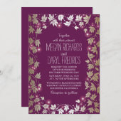 String Lights Plum en Gold Garden Wedding Kaart (Voorkant / Achterkant)