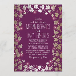 String Lights Plum en Gold Garden Wedding Kaart