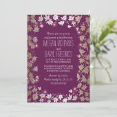 String Lights Plum - Gold Garden Engagement Party Kaart (Staand voorkant)