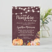String Lights Pumpkin Baby shower Burgundy Floral Kaart (Staand voorkant)