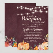 String Lights Pumpkin Baby shower Burgundy Floral Kaart (Voorkant / Achterkant)