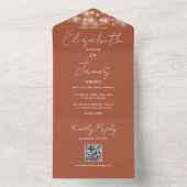 String Lights QR Code Terracotta Wedding All In One Uitnodiging (Binnen)