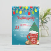 String Lights Rode Mok Gezellig Winter Kerstfeest Kaart (Staand voorkant)