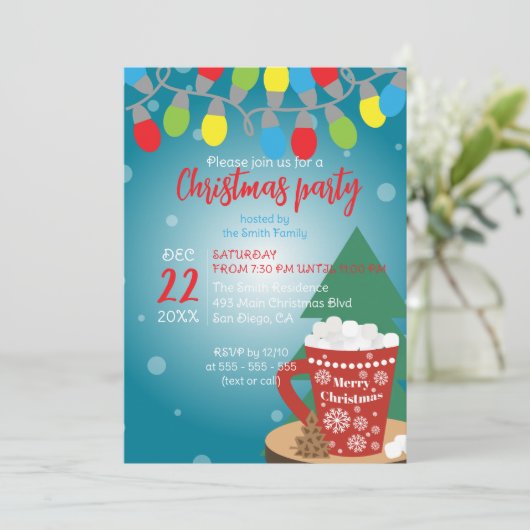 String Lights Rode Mok Gezellig Winter Kerstfeest Kaart (Staand voorkant)