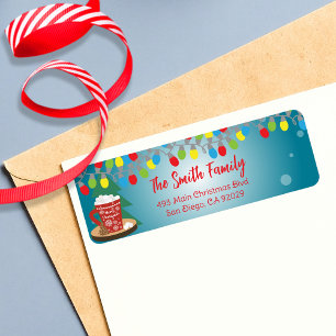 String Lights Rode Mok Winter Kerstmis Adres Etiket