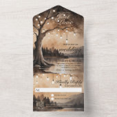String Lights Romantische Land QR Code Huwelijk All In One Uitnodiging (Binnen)