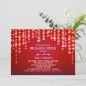 string lights rood REHEARSAL DINER uitnodiging (Staand voorkant)