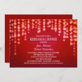 string lights rood REHEARSAL DINER uitnodiging (Voorkant / Achterkant)