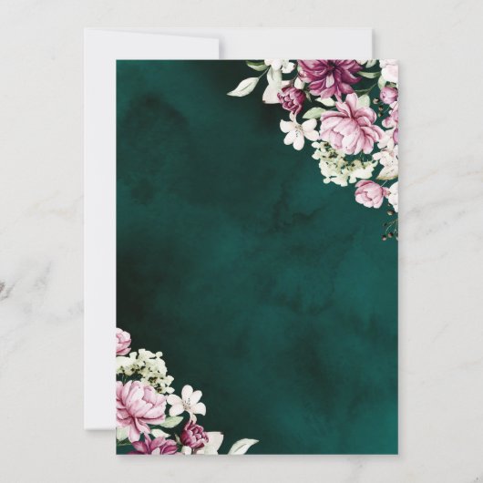 String Lights Roze Bloemen Groen Quinceañera Kaart (Achterkant)