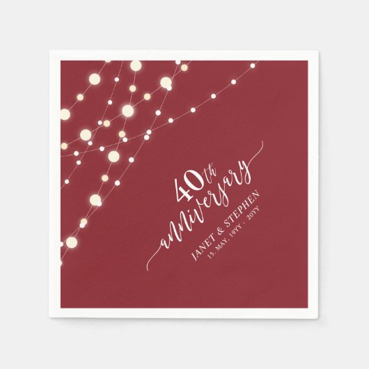 String Lights | Ruby Red 40th Wedding Jubileum Servet (Voorkant)