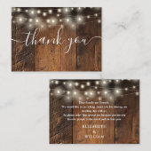 String Lights Rustic Barn Wood Wedding Dank u Plaatskaartje (Voorkant / Achterkant)