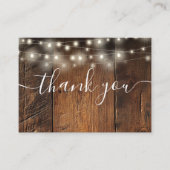 String Lights Rustic Barn Wood Wedding Dank u Plaatskaartje (Voorkant)