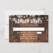 String Lights Rustic Barn Wood Western Wedding RSVP Kaartje (Voorkant)
