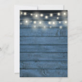 String Lights Rustic Blue Wood Blossom Wedding Kaart (Achterkant)
