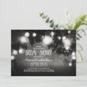 String Lights Rustic Bruids Douche Uitnodiging (Staand voorkant)