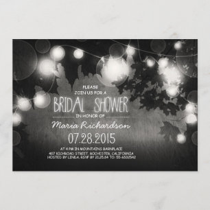 String Lights Rustic Bruids Douche Uitnodiging