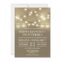 String Lights + Rustic Burlap Wedding Invitations