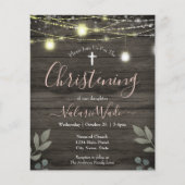 String Lights Rustic Christening Budget Flyer (Voorkant)