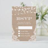 String Lights Rustic Country Burlap Lace RSVP (Staand voorkant)
