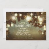 String Lights Rustic Engagement Party Uitnodiging (Voorkant)