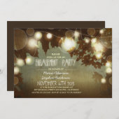 String Lights Rustic Engagement Party Uitnodiging (Voorkant / Achterkant)