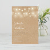 String Lights Rustic Kraft Wedding Kaart (Staand voorkant)