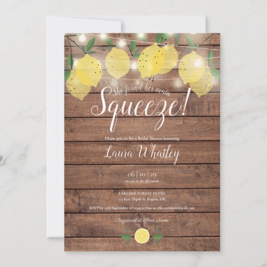 String Lights Rustic Main Squeeze Vrijgezellenfees Kaart (Voorkant)