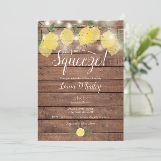 String Lights Rustic Main Squeeze Vrijgezellenfees Kaart (Staand voorkant)