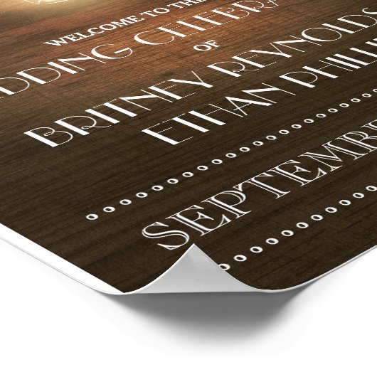 String Lights Rustic Mason Jar Wedding Welcome Poster (Hoek)