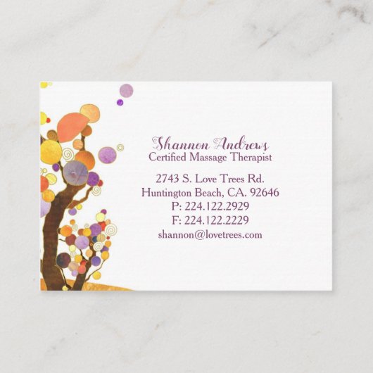 String Lights Rustic Paarse Love Trees Visitekaartje (Achterkant)