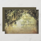 String Lights Rustic Tree  Engagement Party Kaart (Voorkant / Achterkant)