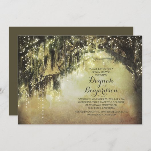 String Lights Rustic Tree vrijgezellenfeest Kaart (Voorkant / Achterkant)