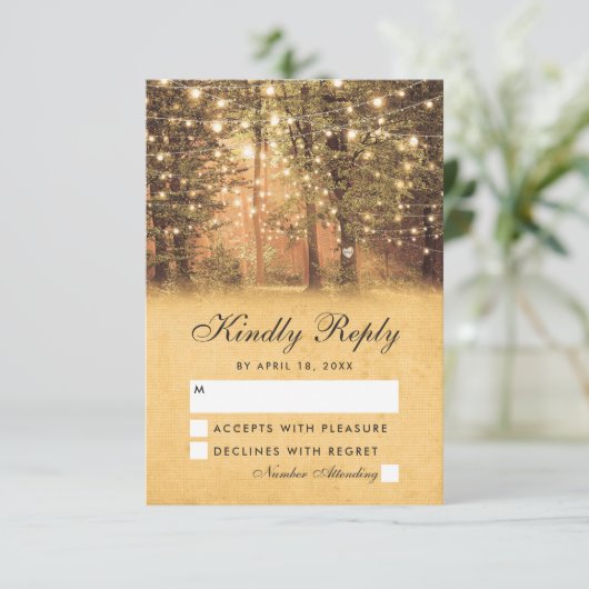  String Lights Rustic Tree Wedding RSVP (Staand voorkant)