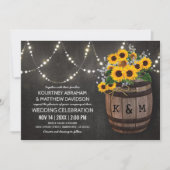 String Lights Rustic Vineyard Sunflower Wedding Kaart (Voorkant)