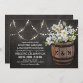 String Lights Rustic Vineyard White Floral Wedding Kaart (Voorkant / Achterkant)