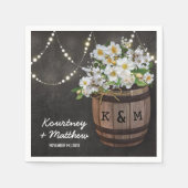 String Lights Rustic Vineyard White Floral Wedding Servet (Voorkant)