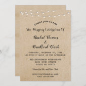 String Lights Rustic Wedding Celebration Custom Kaart (Voorkant / Achterkant)