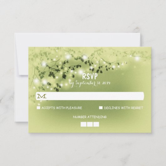 String Lights Rustic Wedding RSVP Kaarten Kaartje (Voorkant)