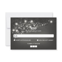 String Lights Rustic Wedding RSVP Kaarten