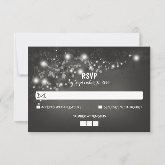 String Lights Rustic Wedding RSVP Kaarten Kaartje (Voorkant)
