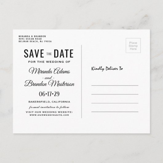 String Lights Rustic Wedding Save the Date Aankondigingskaart (Achterkant)