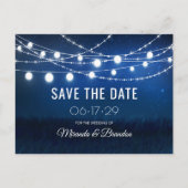 String Lights Rustic Wedding Save the Date Aankondigingskaart (Voorkant)
