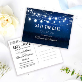 String Lights Rustic Wedding Save the Date Aankondigingskaart