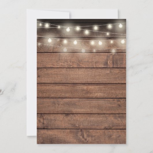 String Lights Rustic Wood Blossom Floral Wedding Kaart (Achterkant)