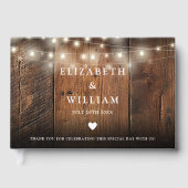 String Lights Rustic Wood Boho Barn Wedding Gastenboek (Voorkant)