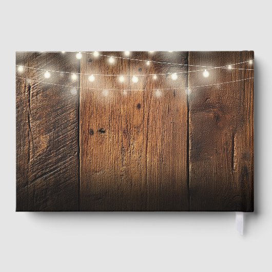 String Lights Rustic Wood Boho Barn Wedding Gastenboek (Achterkant)