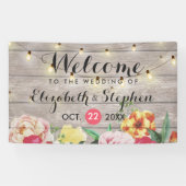 String Lights Rustic Wood Floral Wedding Banner (Horizontaal)
