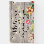 String Lights Rustic Wood Floral Wedding Banner (Verticaal)