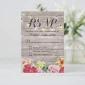 String Lights Rustic Wood Floral Wedding RSVP Kaar Kaartje (Staand voorkant)
