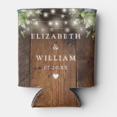 String Lights Rustic Wood Greenery Floral Wedding Blikjeskoeler (Voorkant)